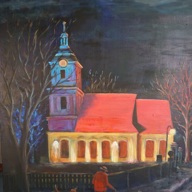 Schlosskirche Schöneiche bei Nacht